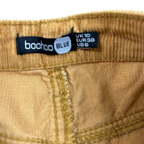 🆕 Boohoo Corduroy Pants Womens Size 6 Cords Split Hem Mustard Tan High Rise - Picture 4 of 14